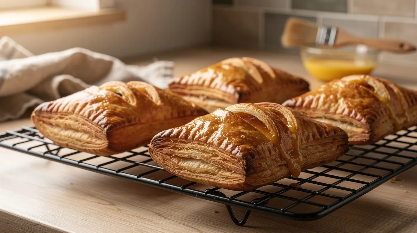 Blätterteig gebacken auf einem Kühlgitter