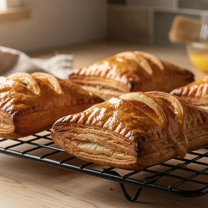 Blätterteig gebacken auf einem Kühlgitter