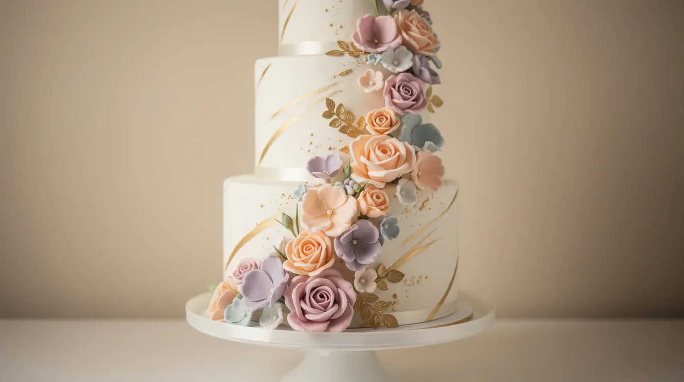 esspapier blumen an eine mehrstöckigen Torte