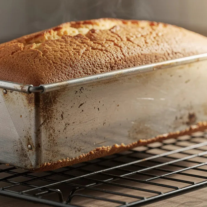 Marmorkuchen in Backform auf Kühlgitter