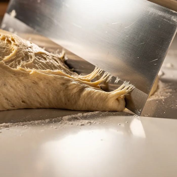 Teig klebt auf Arbeitsplatte