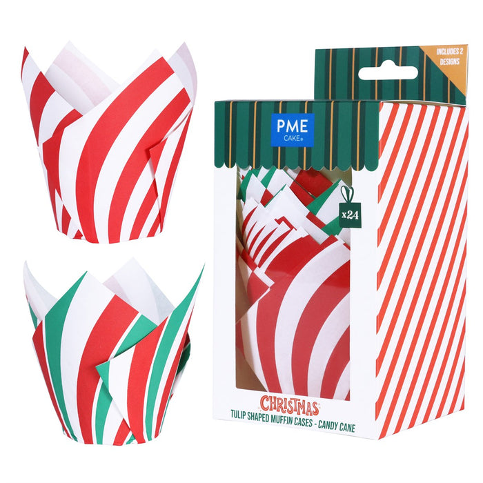 PME Tulip Muffinförmchen Candy Cane 24 Stk.