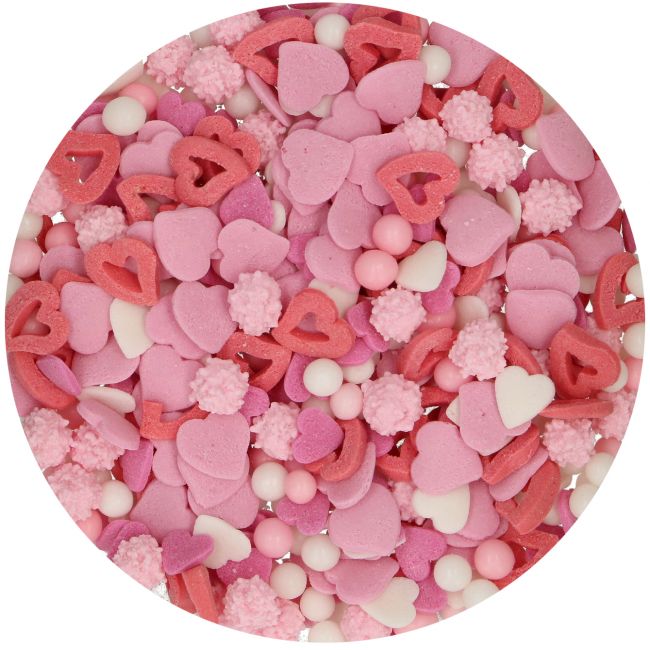 FunCakes Streuselmischung rosa Herzen PerlenWeisse Perlen 180g