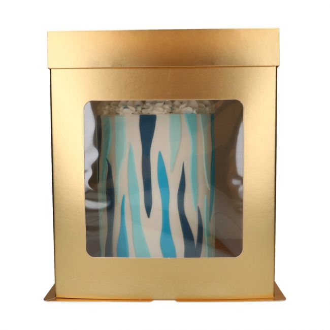 Tortenkarton gold mit Fenster 21x21x23,5cm Funcakes