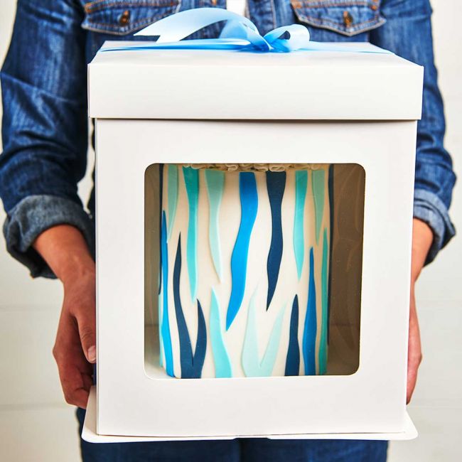 FunCakes Tortenbox Hoch Mit Fenster – 21x21x23,5 Cm, Quadratische Kartonbox Für Dekorierte Torten