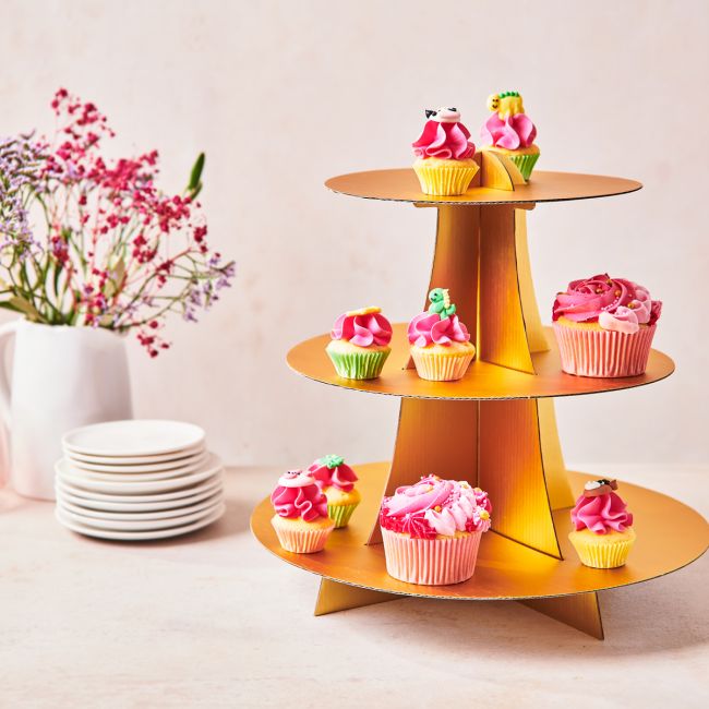 cupcake aufbewahren FunCakes Cupcake Etagere Gold