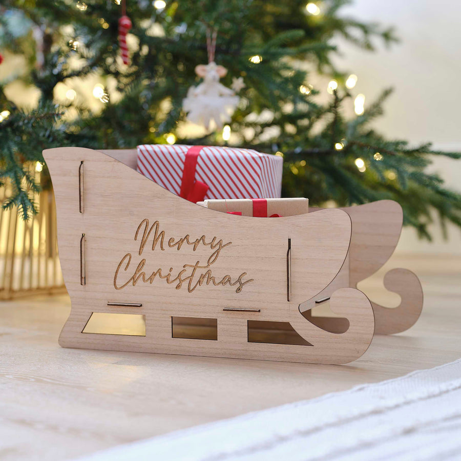 Geschenkeschlitten Holz Weihnachten GingerRay