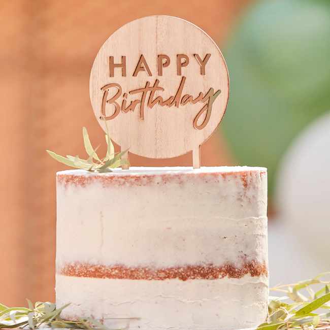 GingerRay CakeTopper Happy Birthday Rund aus Holz