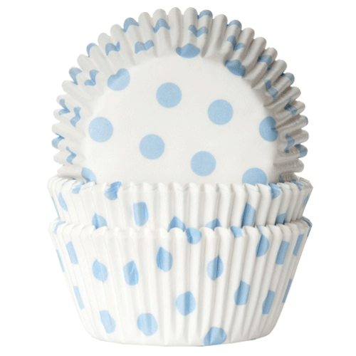 HoM Muffinfoermchen Polka Dot Weiss Blau 50 Stk.