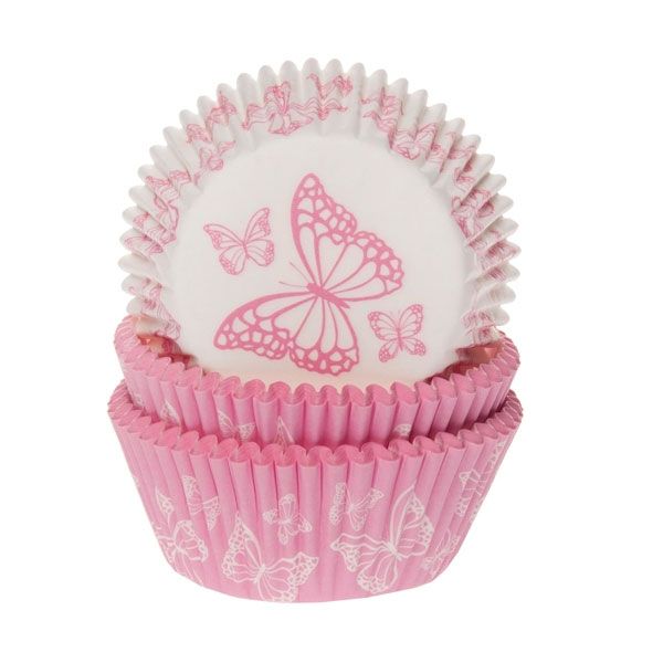 House of Marie Muffinförmchen Schmetterling Pink 50 Stk.