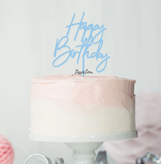 LissieLou Cake Topper Happy Birthday Baby Blue
