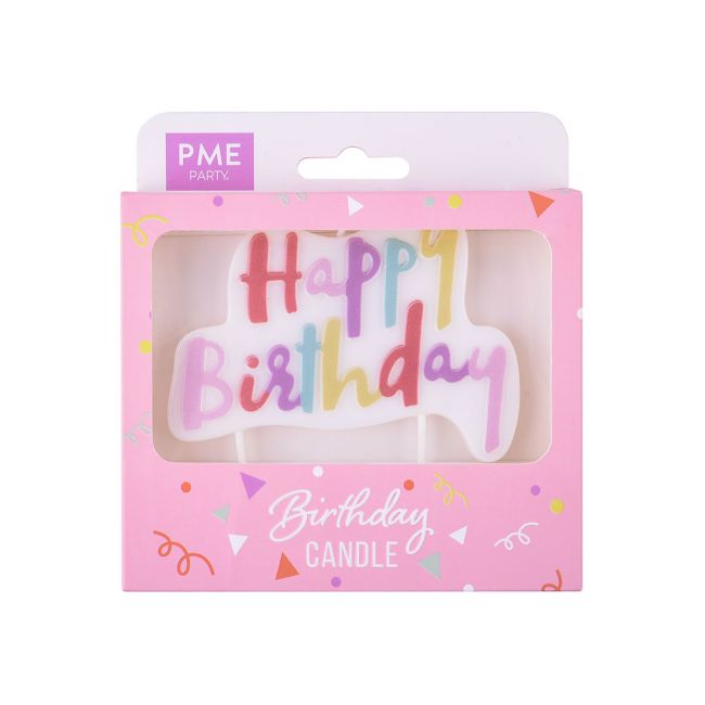 PME Happy Birthday Pastel Pink Tortenkerze 