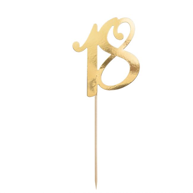 PartyDeco Cake Topper 18 Gold
