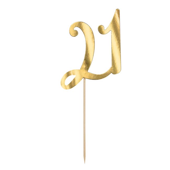 PartyDeco Cake Topper 21 Gold