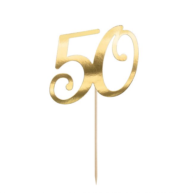 PartyDeco Cake Topper 50 Gold