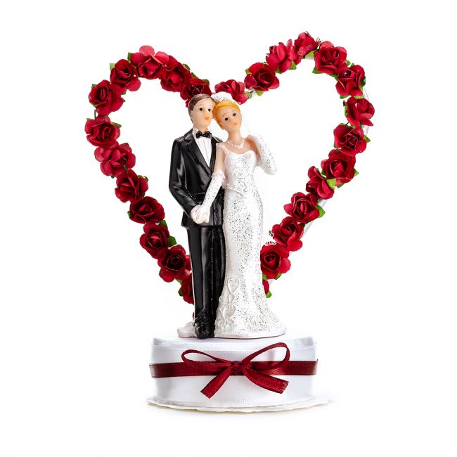 PartyDeco Cake Topper Brautpaar Rot