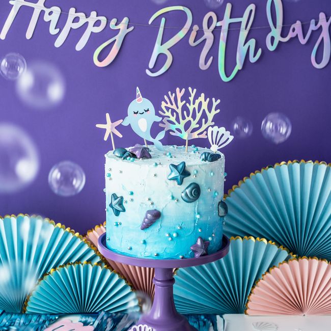 PartyDeco Cake Topper Narwhal