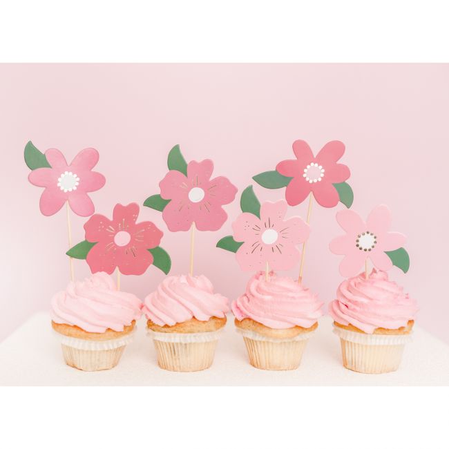 PartyDeco Cupcake Topper Blumen 8 Stk.