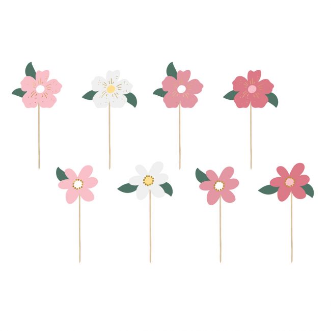 PartyDeco Cupcake Topper Blumen 8 Stk.