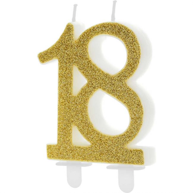 PartyDeco Geburtstagskerze 18 Modern Gold
