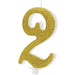 PartyDeco Geburtstagskerze 2 Modern Gold