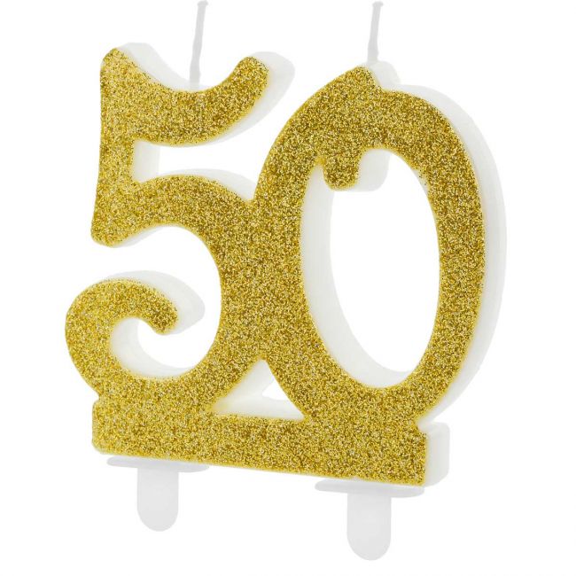 PartyDeco Geburtstagskerze 50 Modern Gold