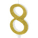 PartyDeco Geburtstagskerze 8 Modern Gold