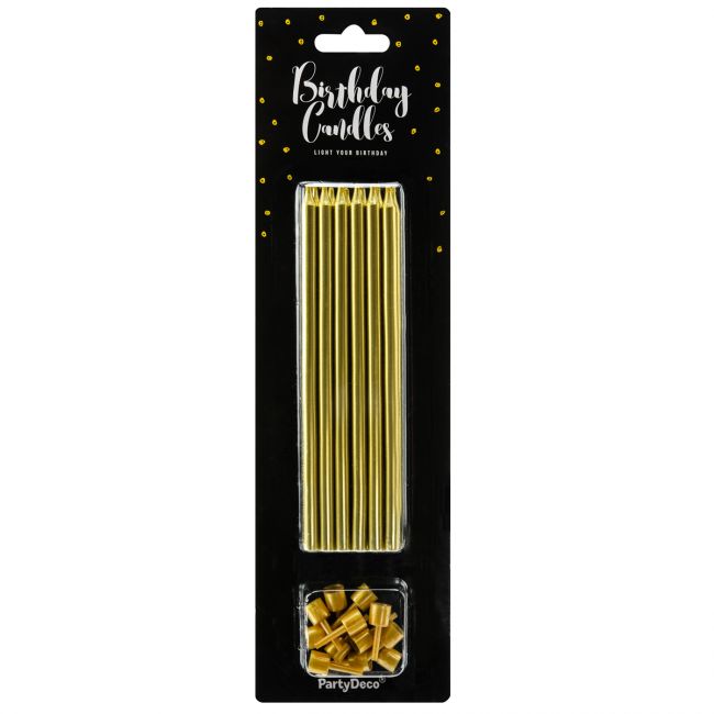 PartyDeco Kerzen Gold 12,5cm - 12 Stk.