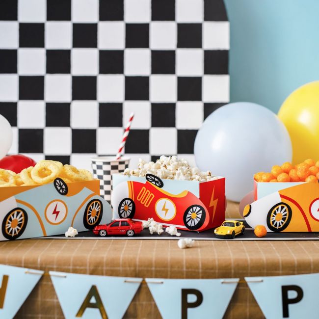 PartyDeco Snack Boxen Rennfahrer 6 Stk.