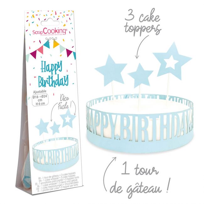 ScrapCooking Cake Topper & Wrapper Happy Birthday Set