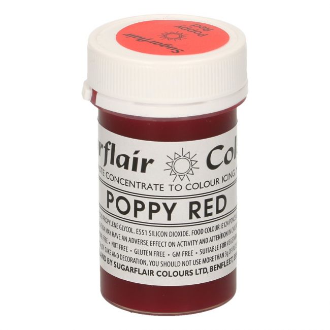 Sugarflair Pastenfarbe Poppy Red 25g