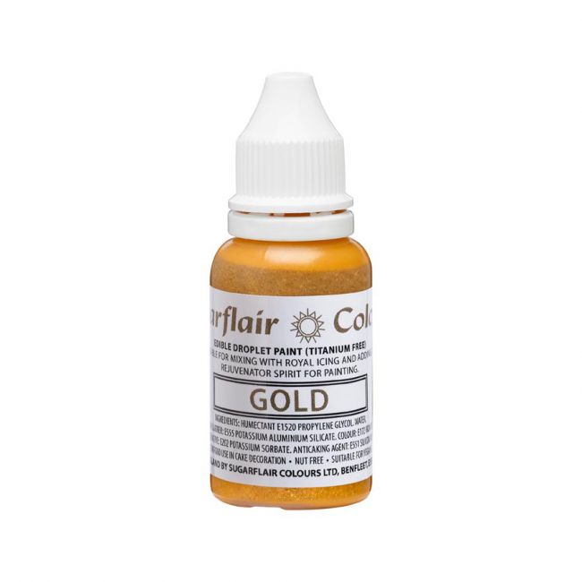 Sugarflair Droplet Lebensmittelfarbe Gold 14ml