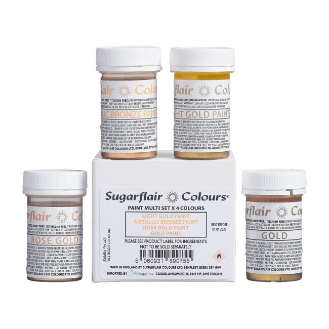 Sugarflair Metallic Paint Farbset Metallic 4 Stk.