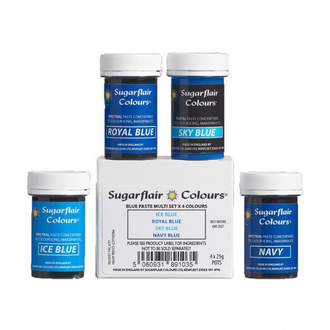 Sugarflair Pastenfarbe Blau Set / 4