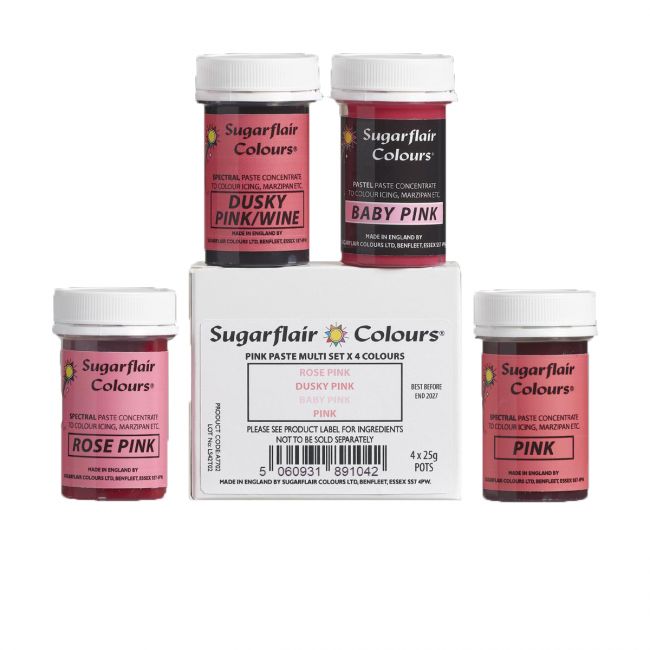 Sugarflair Pastenfarbe Pink Set / 4