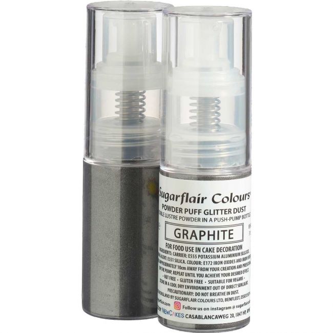 Sugarflair Pumpspray essbarer Glitzerstaub Graphite