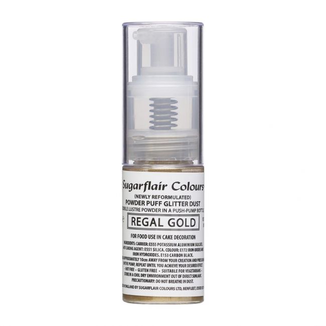 Sugarflair Pumpspray essbarer Glitzerstaub Regal Gold