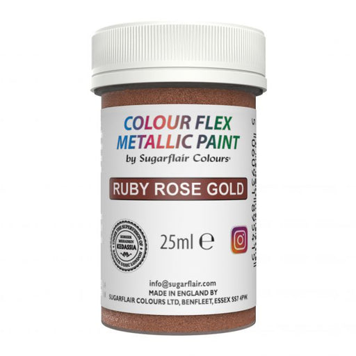 Sugarflair Metallic Paint Ruby Rose Gold 25ml