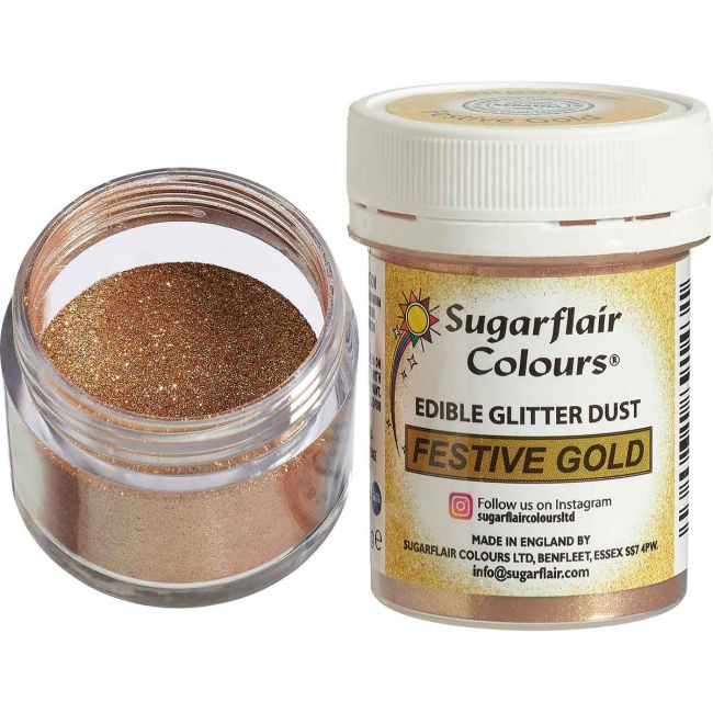 Sugarflair essbarer Glitzer - Festive Gold 10g