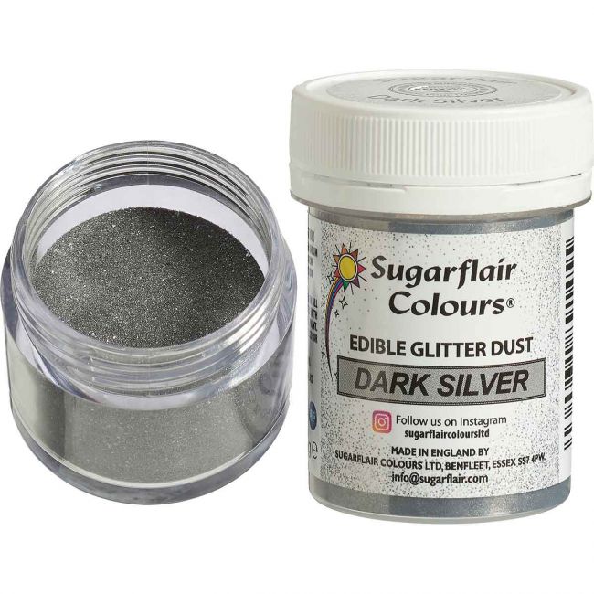 Sugarflair essbarer Glitzer - Lustre Dark Silver 10g