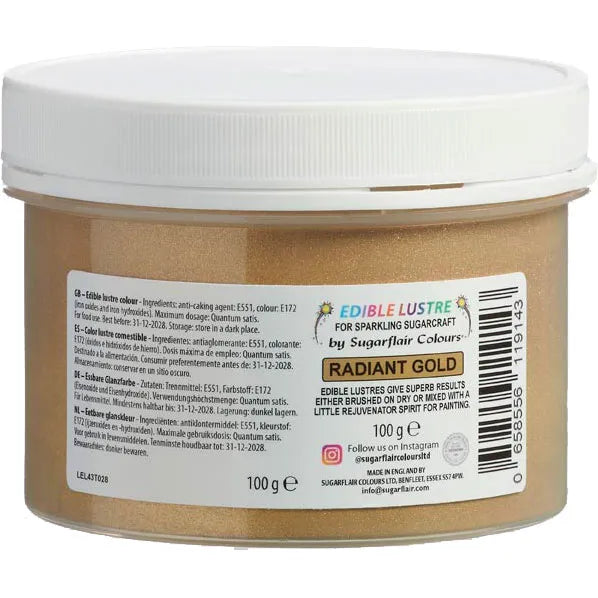 Sugarflair essbarer Glitzer - Lustre Radiant Gold 100g