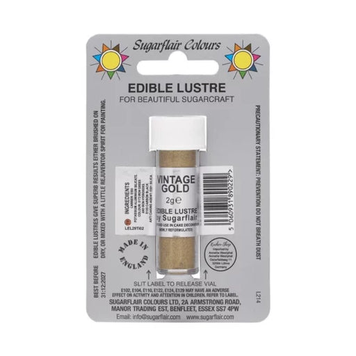 Sugarflair essbares Glitzerpulver Vintage Gold 2g