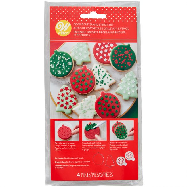 Wilton Weihnachtsausstecher mit Deko Schablone ideal für Fondant Kekse