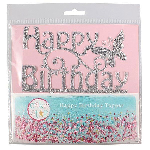 CakeStar Topper Happy Birthday Glitzer Metallic <>