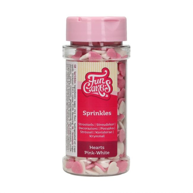 FunCakes Zuckerstreusel Herzen Rosa Weiß 60g