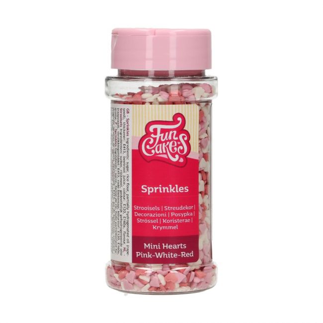 FunCakes Zuckerstreusel Mini Herzen Rosa Weiß Rot 60g