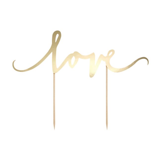 PartyDeco Cake Topper Love gold