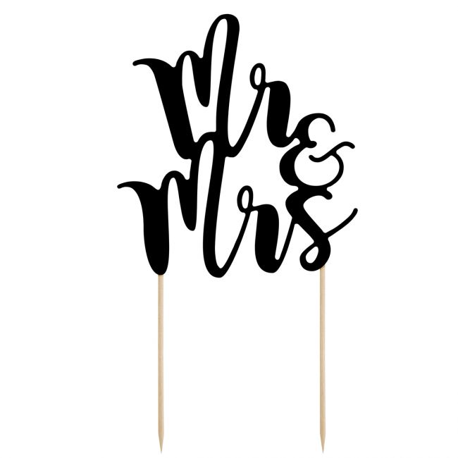 PartyDeco Cake Topper Mr & Mrs schwarz