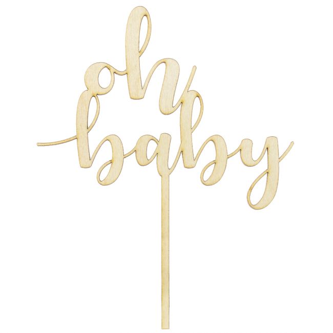 PartyDeco Cake Topper Oh Baby (Holz)