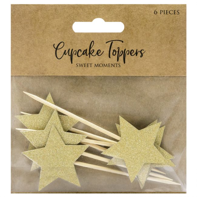 PartyDeco Cupcake Topper Stern Gold 6 Stk.